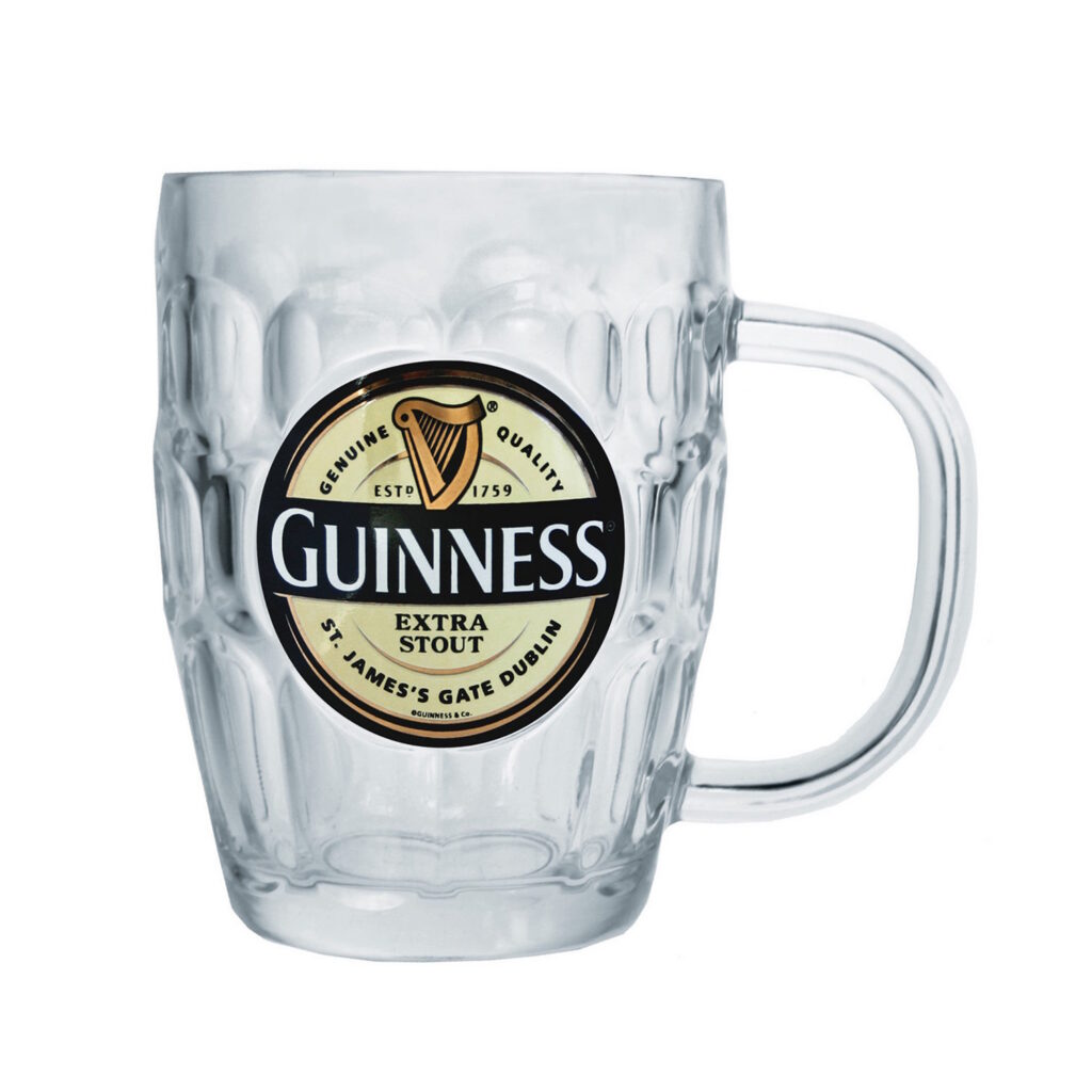 GUINNESS – EXTRA STOUT HOBNAIL GLASS TANKARD (IN STOCK OCT 9)