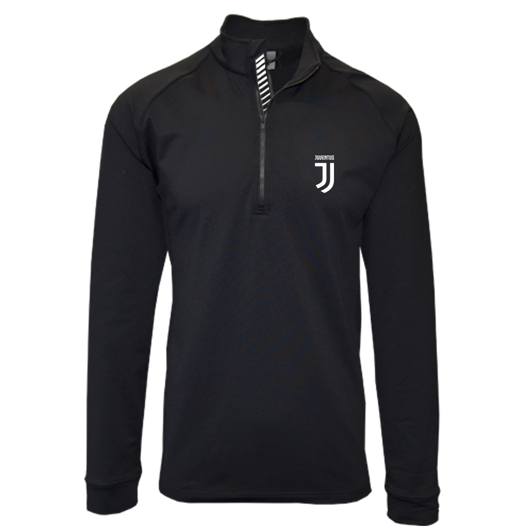 Black 1//4 Zip Long Sleeve Polo Juventus