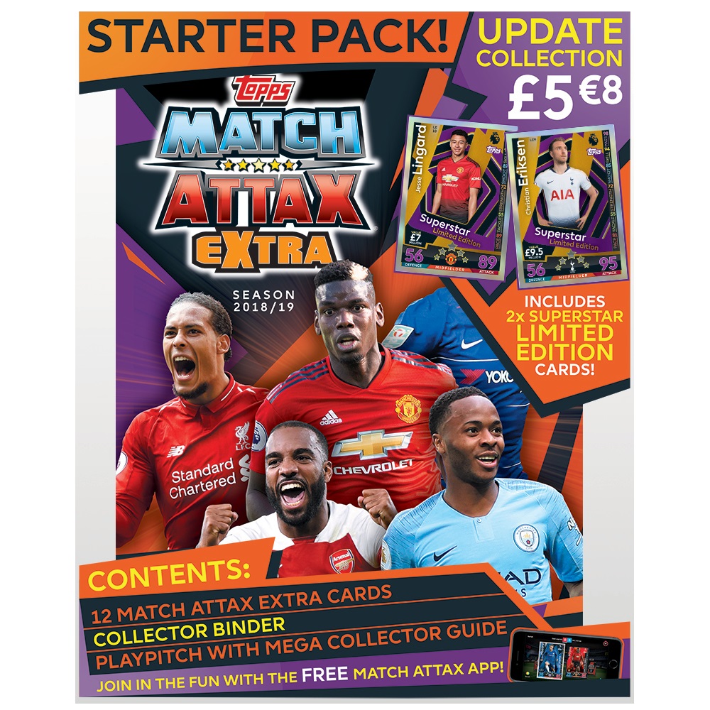 5 x Packs 2018 2019 Match Attax Extra EPL Premier League Soccer Game Cards 