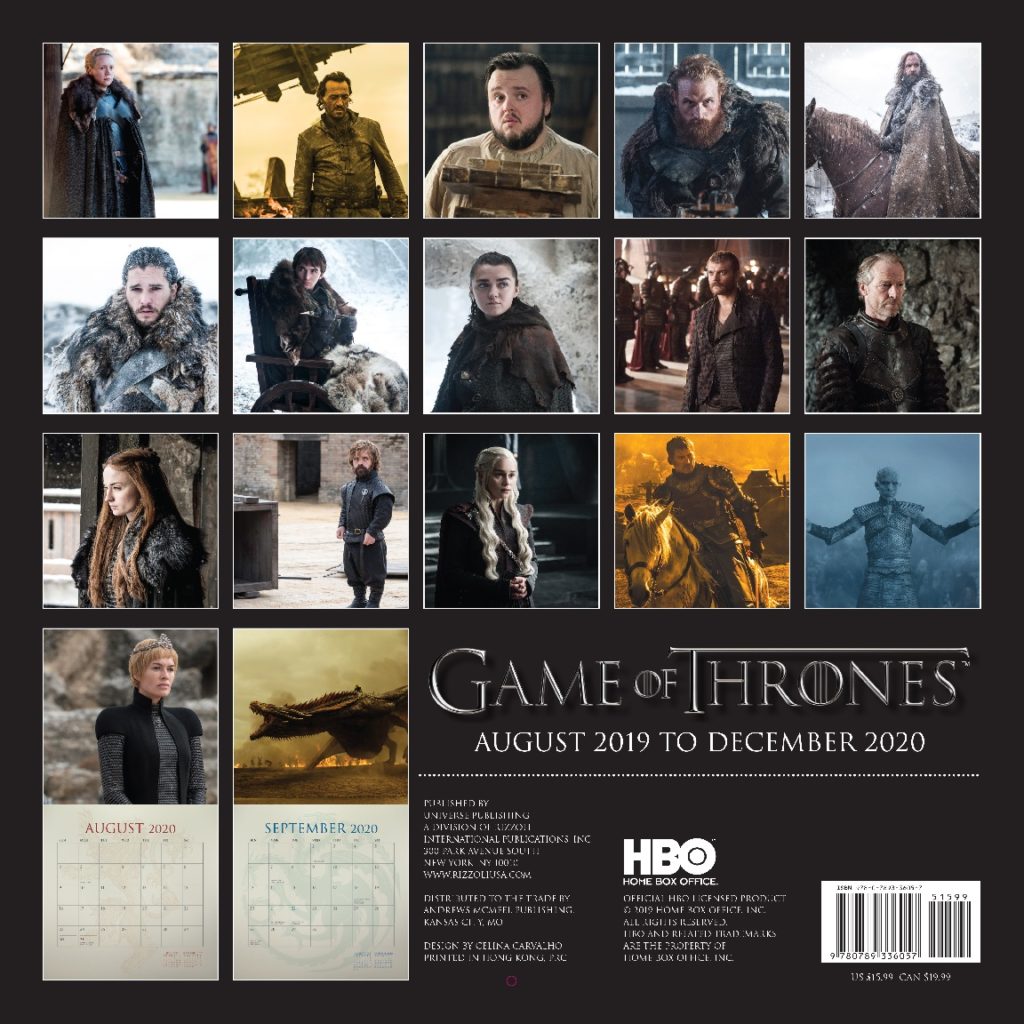 Buy Game of Thrones 20192020 Calendar in wholesale online!