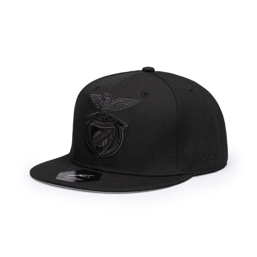 black flat peak hat