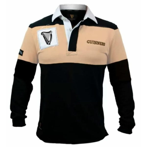 BUY GUINNESS CREAM PANEL WITH HARP LOGO RUGBY SHIRT IN WHOLESALE ONLINE