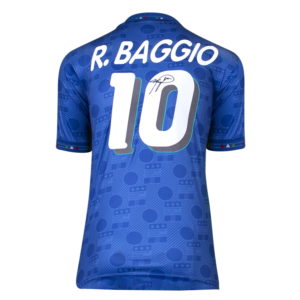ROBERT BAGGIO SIGNED 1994 ITALY JERSEY WITH VELVET NUMBERS