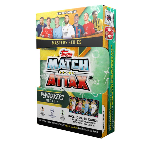 BUY 2022-23 TOPPS MATCH ATTAX UEFA CHAMIONS LEAGUE CARDS PLAYMAKERS MEGA TIN IN WHOLESALE ONLINE