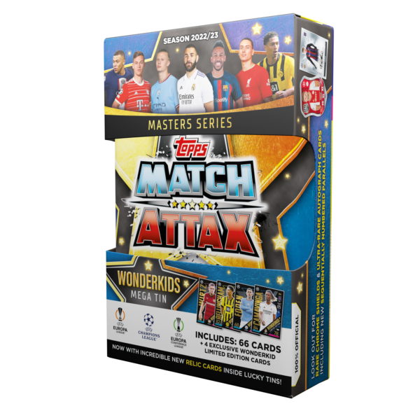BUY 2022-23 TOPPS MATCH ATTAX UEFA CHAMIONS LEAGUE CARDS WONDERKIDS MEGA TIN IN WHOLESALE ONLINE