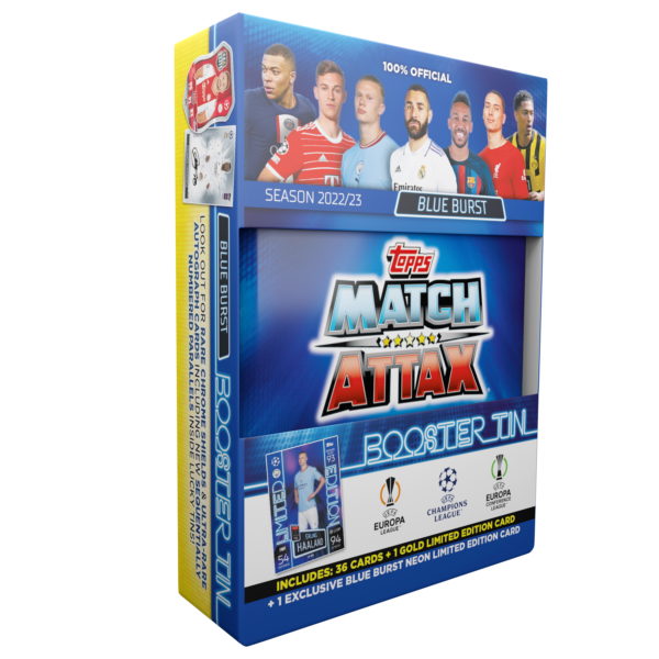 BUY 2022-23 TOPPS MATCH ATTAX UEFA CHAMIONS LEAGUE CARDS BLUE MINI TIN IN WHOLESALE ONLINE