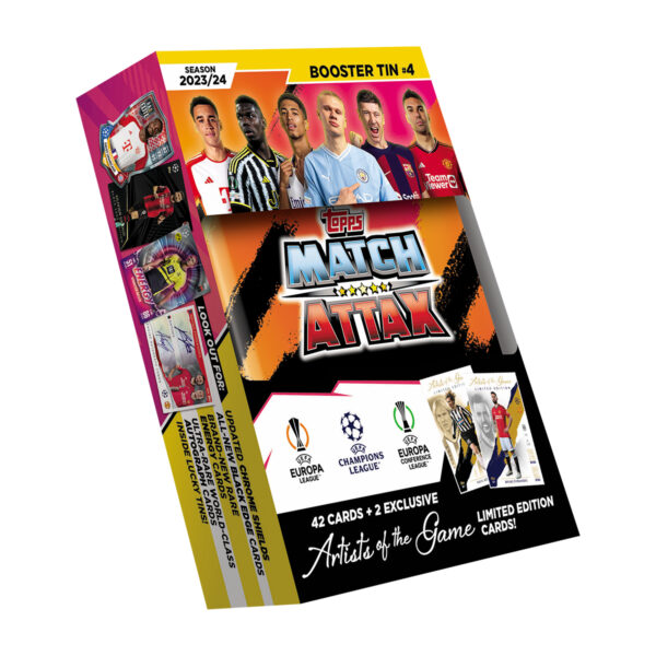 BUY 2023-24 TOPPS MATCH ATTAX UEFA CHAMIONS LEAGUE CARDS ORANGE BOOSTER MINI TIN IN WHOLESALE ONLINE