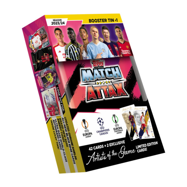 BUY 2023-24 TOPPS MATCH ATTAX UEFA CHAMIONS LEAGUE CARDS PINK BOOSTER MINI TIN IN WHOLESALE ONLINE