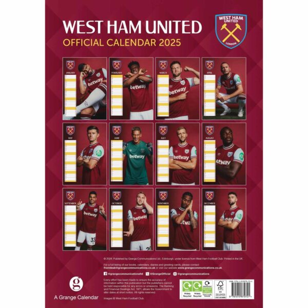 BUY WEST HAM 2025 CALENDAR IN WHOLESALE ONLINE